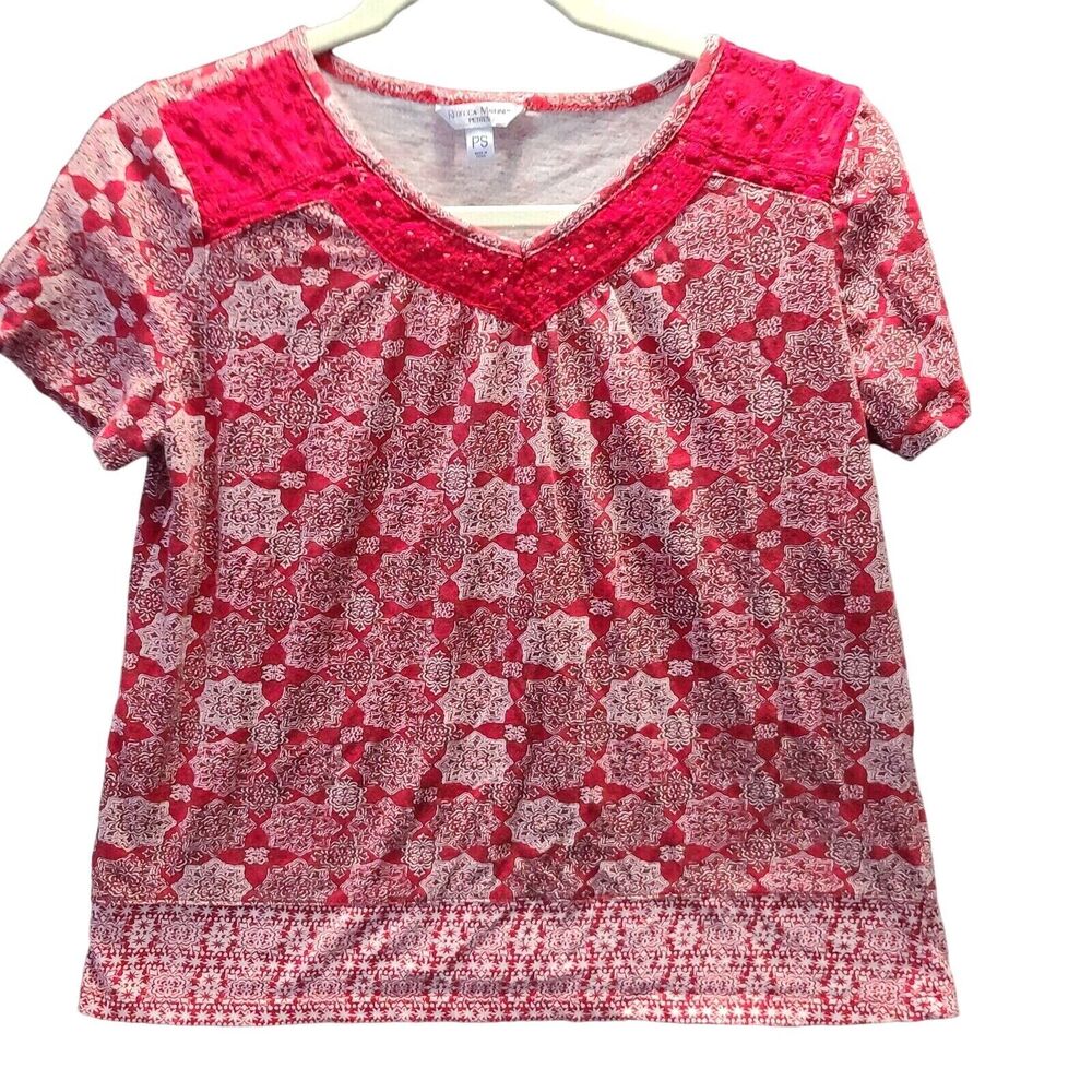 Rebecca Malone Womens T-Shirt Multi-Color Size PS 100% Cotton Short Sleeve